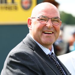Trainer Roger Teal after Hucklesbrook and Joanna Mason  winning The Churchill Tyres Supporting Macmillan Sprint    
York 14.6.25
Pic Dan Abraham-focusonracing.com